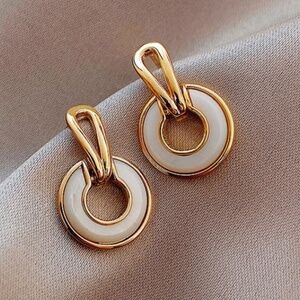 *DEIDRA* Gold x White Fashion Dangle Earrings